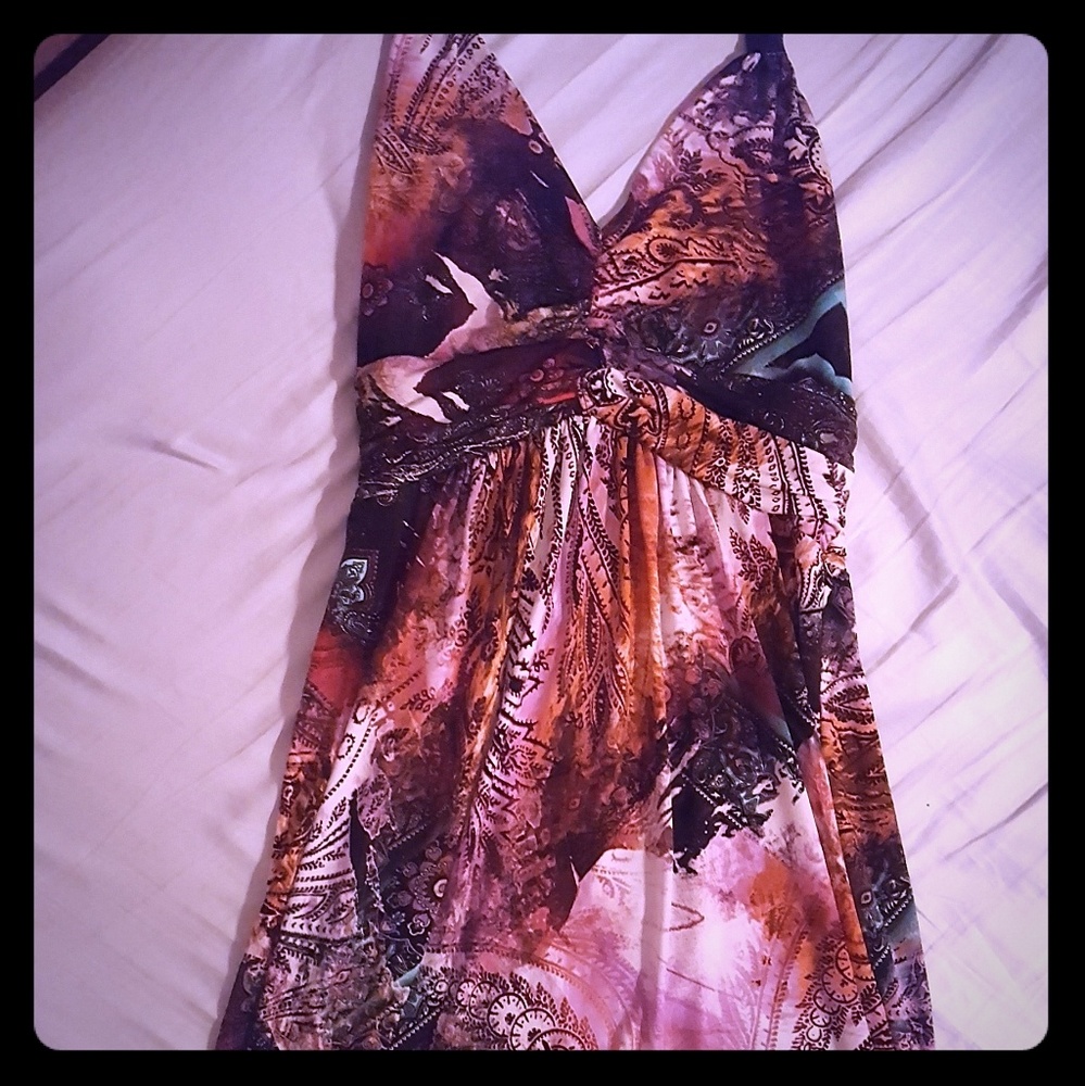 Bohemian patterned tie dye dress